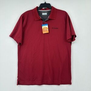 Columbia Utilizer Polo Mens Large Red Wicking Omni Shade UPF 30 NWT Outdoor Golf